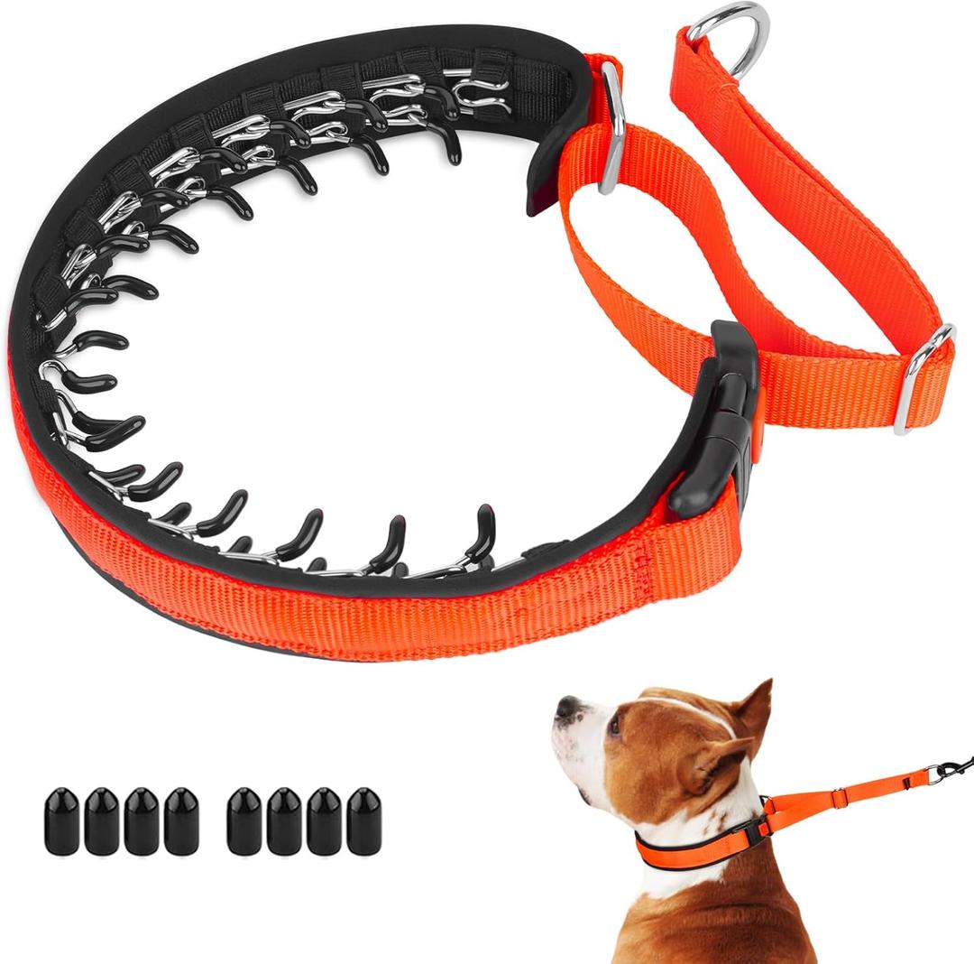 Mayerzon Martingale No Pull Collar for Dogs, Patented Anti Pull Dog Collar with Buckle for Walking Training, with Neoprene Padding and Reflective Stitching, Adjustable(Sunset Orange) (Large,2.5mm,18.5"-23.5"Neck)