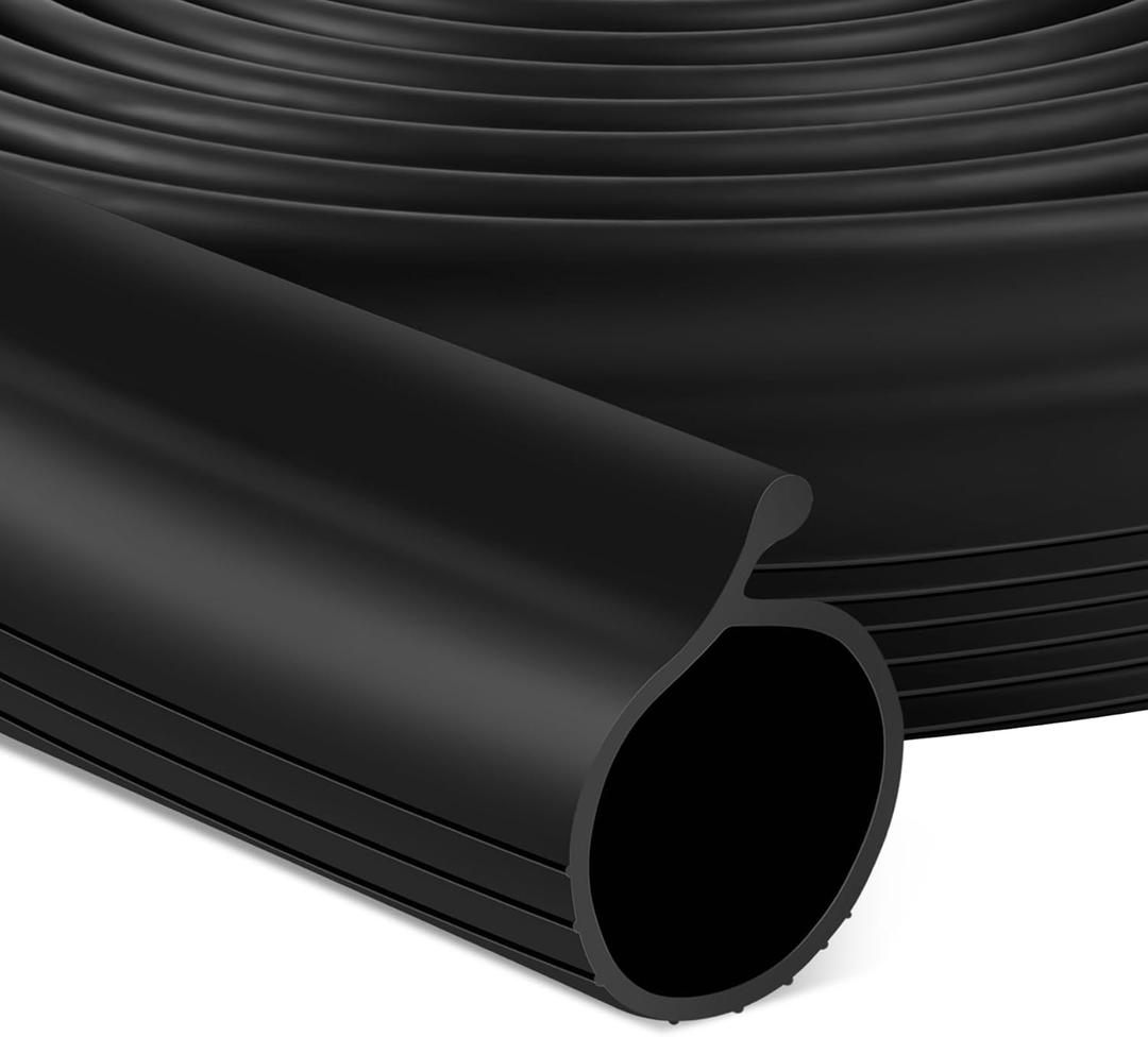 16.5 FT Garage Door Bottom Seal Rubber 0.19" P Bulb Bottom Garage Weather Stripping for Single Channel, Flexible Weatherproof Replacement Strip Seal Fits 16.5FT Wide, Black