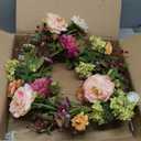Nearly Natural 24" Peony Wreath, 24in, Mixed