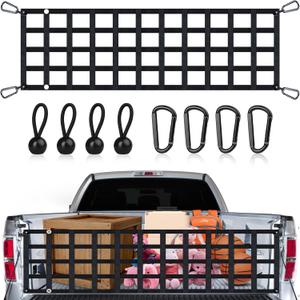Tailgate Net for Pickup Truck Bed, 60'' x 18'' Heavy Duty Cargo Netting, Mesh for Full Size Truck With Ford, Chevrolet, GMC, Toyota, Ram, Jeep and More (Black)