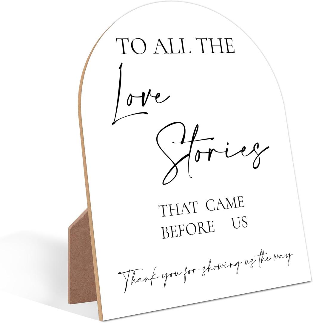 Love Stories Wedding Sign, Minimalist White Arch Sign, Wedding Accessories for Reception, Party Supplies And Decorations for Bridal Shower Activities, Engagement Event, Bachelorette Party, 10