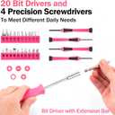 40PCS Tool Set, Small Tool Kit, General Household Tool Box for Home Repair, Ideal Gift Choice (Pink)