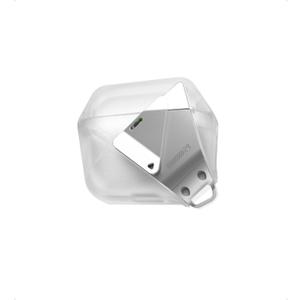 Aulumu A29 Geometric AirPods 4 Case with Lock | Protective Cover with Nylon Buckle | Alloy Armour | Compatible with Apple AirPods 4th (2024) - Translucent White