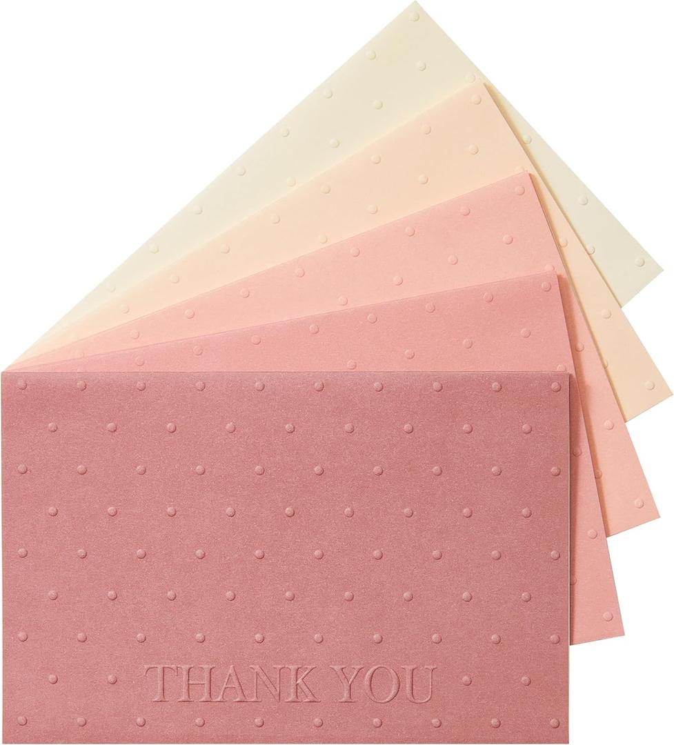Crisky Embossed Thank You Cards (50 Pack) with Envelopes & Stickers Thank You Greeting Notes Bulk for Birthday, Baby Shower,Bridal Shower, Wedding, Graduation Shade of Dusty Rose