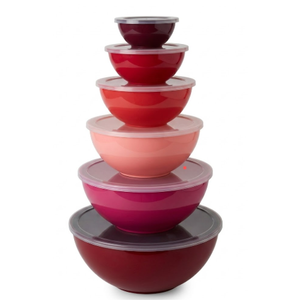 Core Kitchen 12 Piece Mixing Bowl Set With Lids - Red