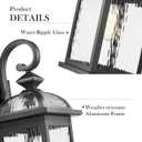 Darkaway 2pcs Outdoor Lights Fixtures Wall Mount, Large 22inch Outdoor Wall Sconce Lights with Water Ripple Glass Outside Exterior Lights Fixture for House Front Porch Patio, 22", 2 pack