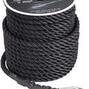 Marine System Made Nylon 3 Strand Anchor/Rigging Line Anchor Rope 3/8 Inch 100FT 150FT Black (3/8" x 150')
