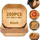 Air Fryer Liners Disposable,200Pcs Parchment Paper,LYHOLKEER 8IN Disposable Air Fryer Paper Liners for 5-8QT Air Fryer, Non-Stick, Square Liners Free of Bleach