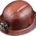Klein Tools 60447 Hard Hat, Full Brim Class G KONSTRUCT Series Hard Hat with Rechargeable Headlamp, Sweat-Wicking Sweatband, Top Pad, Brown