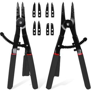 Snap Ring Pliers Set Heavy Duty - 2 PCS Large Heavy Duty Snap Ring Circlip Pliers 16" Internal External Circlip Pliers Set with 45 90 Tips