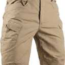 HYCOPROT Men's Tactical Cargo Shorts Waterproof Lightweight Work Short Quick Dry Military Multi Pockets Ripstop for Hiking (32 Regular, Khaki)