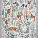 OJIA Jungle Living Room Rug 9x12 Washable Rugs for Bedroom, Ultra-Thin Modern Beige Non-Shedding Large Area Rug Playroom Rug Non-Slip Stain Resistant Accent Carpet for Kids Room Dining