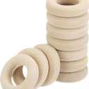 MECCANIXITY 50pcs 0.6" Unfinished Wooden Rings Smooth Natural Wood Macrame Rings for Curtain Connectors DIY Crafts Knitting Decoration Jewelry Making