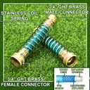 Chunful 2 Pcs 1 Way Hose Connection with 2 Pcs 5.7" Outdoor Faucet Extender Fits Standard Garden Hoses Spring Hose Extension Shut off Valve No Leak Water Control, 3/4 Inch Connector