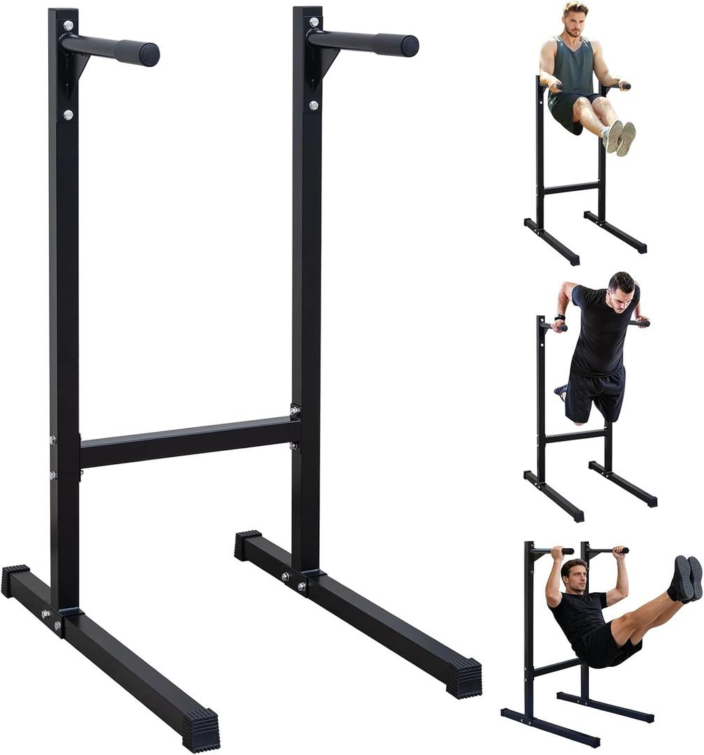 Adjustable Height Dip Bar Station, Multi-function Dip Station Pull Up Bar Full Body Strength Training Workout Fitness Equipment for Tricep Dips, Heavy Duty Dip Station for Home Gym