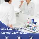 Bathroom Counter Organizer and Storage with 2 Pack Qtip Holder Dispenser, 7 Slots Detachable Toothbrush Holders for Bathrooms, Anti-Slip Electric Toothbrush and Toothpaste Holder Countertop
