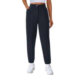 PRETTYGARDEN Women's Pants Dressy Casual 2025 Fall Elastic High Waisted Work Office Corduroy Trouser Slacks with Pockets (L)