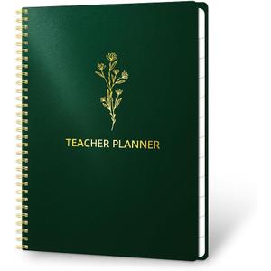 2 x Teacher Planner 2025-2026  Undated Lesson Plan Book for Teachers with Weekly & Monthly Calendars, Student Checklist, Communication Log & Classroom Organizer  Academic Planner for School Year, 8.5x11.5 (Dark Green)
