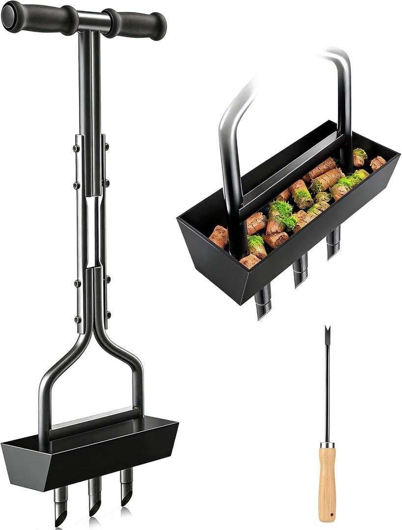 vanpein Lawn Aerator Garden Tool with Soil Core Tray, 38 Manual Grass Plug Aerators, Coring Aeration Tools for Gardening, Soil Compaction, Lawn Yard Care
