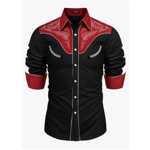 COOFANDY Men's Western Cowboy Shirt Embroidered Button Down Long Sleeve Shirts 3 XL