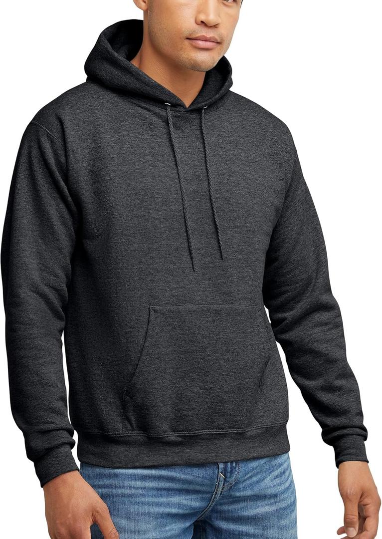 Hanes EcoSmart Hoodie, Midweight Fleece, Pullover Hooded Sweatshirt for Men (Gray, M)