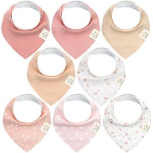 KeaBabies 8-Pack Organic Baby Bandana Bibs for Girls - Super Absorbent Triangle Baby Bibs for Drooling and Teething Infant, 100% Cotton Extra Soft for Newborn, Infant 0-36 Months (Butterflies)