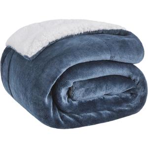 Bedsure GentleSoft Sherpa Fleece Throw Blanket for Couch, Non-Heated, Thick and Warm Throw for Women and Men, Soft Fuzzy Plush Blanket for Winter, Slate Blue, 50x60 Inches