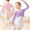Kids Girls Ballet Wrap Tops Long Sleeve Crop Dance Sweaters for Leotards (9-10 Years)