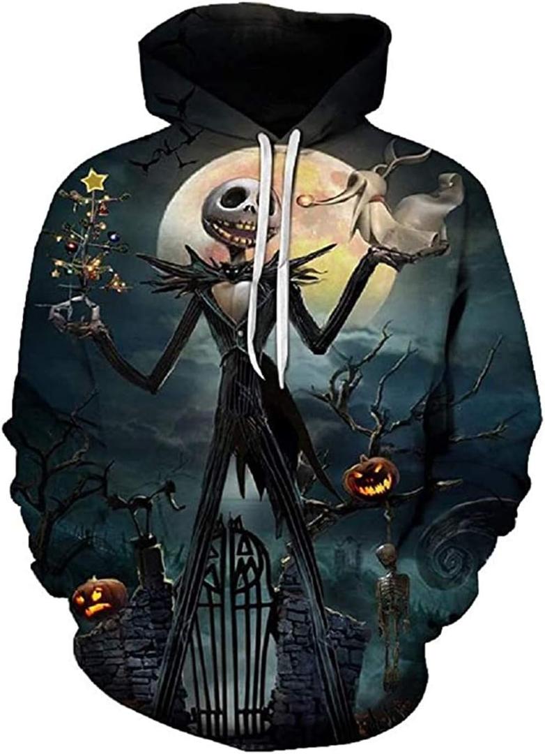 Unisex Nightmare Before Christmas Jack & Sally Novelty Hoodie 3D Print Sweatshirts Hoodie
Size XL