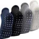 CoolMate Mens Grip Socks Men Non Slip Size 6-10-13-14, Non Slip Pilates Yoga Socks for Men with Grips, Gifts for Men (Navy/Black/Grey/Light Grey)
