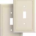 Henne Bery Sunken Pearls Heavy Duty Decorative Wall Plate Switch Plate Outlet Cover, Durable Solid Zinc Alloy (Single Toggle 2PK, Light Almond)