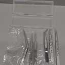 8 Pcs Tweezers Set Stainless Steel Tweezers Forceps with Magnifying Glass Straight Fine Point Forceps Curved Round Flat Tip Tweezers 9 Holes Straight Curved Tip Tweezers for Beauty Craft (Simple)