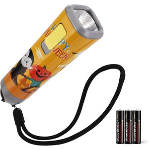 EverBrite Halloween Flashlights Halloween Gifts, Small LED Flash Light Handheld Torch with Lanyard 3AAA Battery Included, 1 Pack-Orange