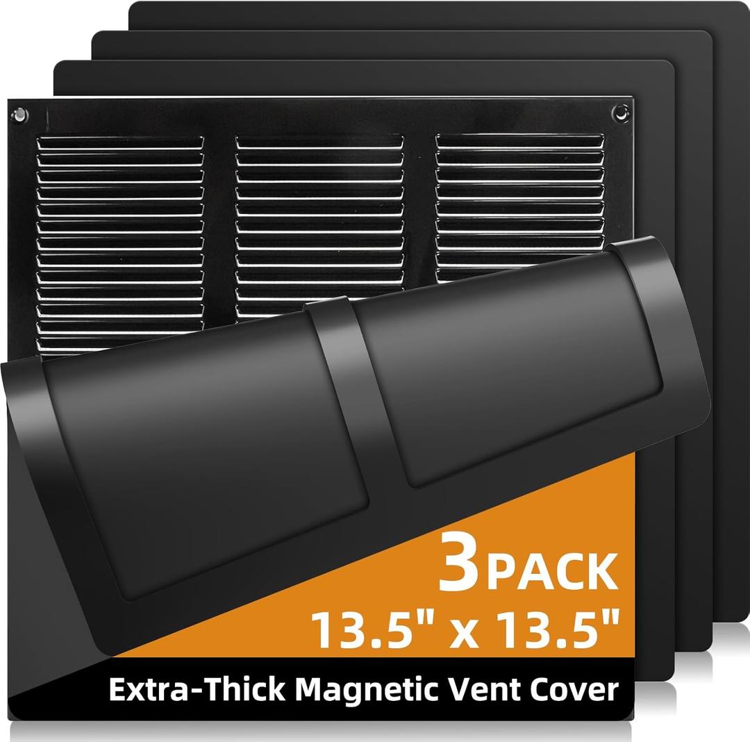 Magnetic Vent Covers (3 Pack) for Complete Sealing, 13.5" X 13.5" for Home Floor, Wall, and Ceiling Vents, Upgraded Thickness for RV, Home HVAC, and AC Vents, Floor Vents Not Included