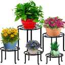 5 Pack Metal Plant Stands,Heavy Duty Potted Holder for Flower Pot,Indoor Outdoor Metal Rustproof Iron Garden Container Round Supports Rack for Planter (Black)
