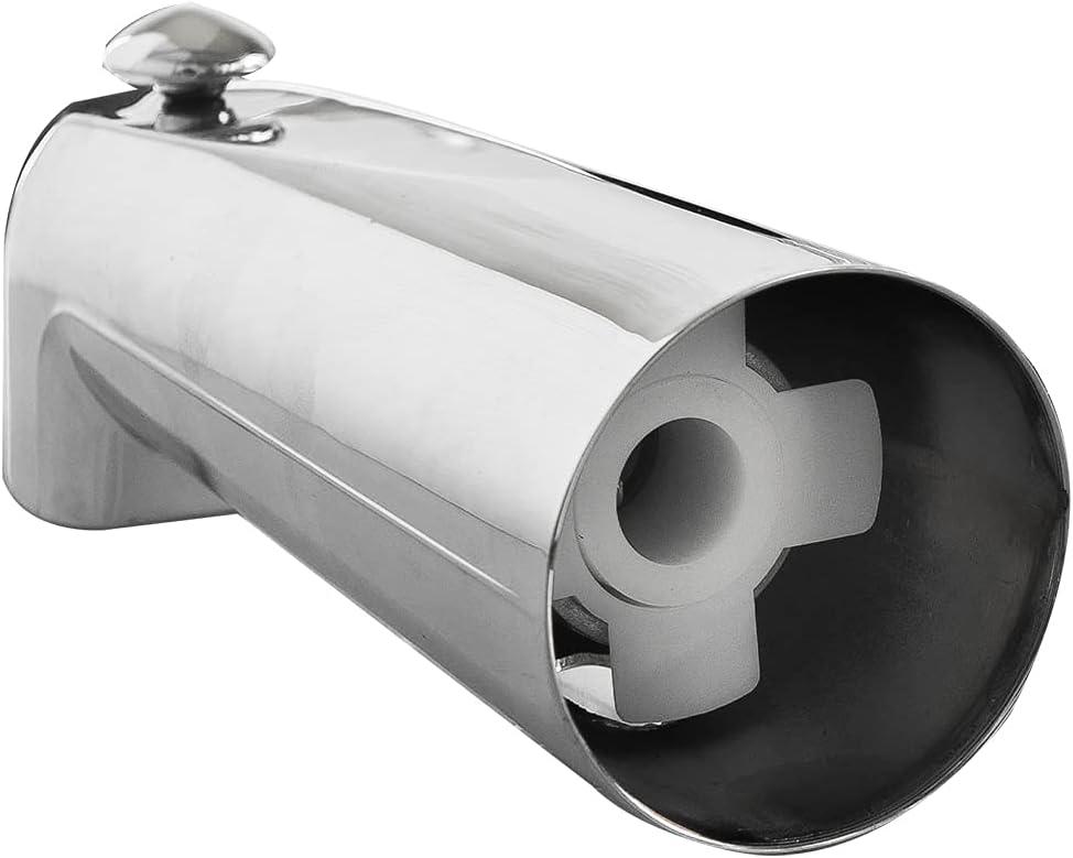 SENTO Slip On Silver Universal Bathroom Tub Spout with Diverter, Durable Heavy Duty Metal Bathtub Faucet with Shower Diverter - 7 Inches 1/2" Copper Pipe, Polished Chrome