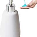 White Hand Soap Dispenser Ceramics Bottles with Elegant Pump Top Bathroom Empty Shampoo Bottles 10oz/300ml
