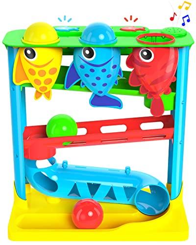 Move2Play, Feed The Fish | 30+ Fin-Tastic Songs & Phrases | Baby & Toddler Musical Toy | First Birthday Present for 1+ Year Old | Ages 6-24 Months | Boy & Girl Ball Drop Toy