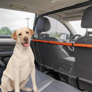 Dog Car Barrier, 56" Wide See Through Car Back Seat Cargo Area Pet Restraint Divider, Travel Trunk Mesh Car Net Barrier Screen Separator for Dogs, Ideal for SUVs Trucks Full Sized Sedans (Large)