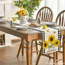 Artoid Mode Buffalo Plaid Sunflower Sunshine Vase Summer Table Runner, Spring Kitchen Dining Table Decoration for Home Party Decor 13x90 Inch