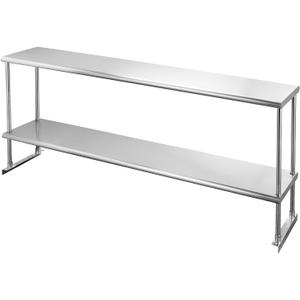 Hally Double Overshelf of Stainless Steel 12'' x 72'' Weight Capacity 420lb, Commercial 2 Tier Shelf for Prep & Work Table in Restaurant, Home or Kitchen