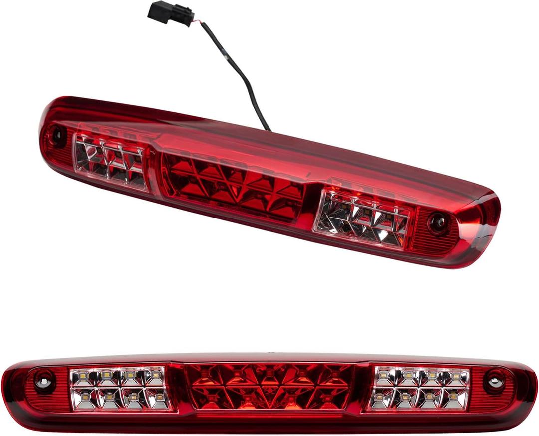 Third 3rd Brake Light, LED High Mount Stop Light for 2007-2013 Chevy Silverado/GMC Sierra 1500 2500HD 3500HD, Rear Center Cab Roof Tail Cargo Lamp, Red Lens