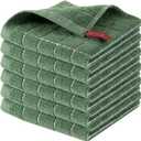 Homaxy 100% Cotton Terry Kitchen Dish Cloths, Ultra Soft and Absorbent Dish Towels for Kitchen, Suitable for Drying and Washing Dishes, 6 Pack, 12 x 12 Inches, Grass Green