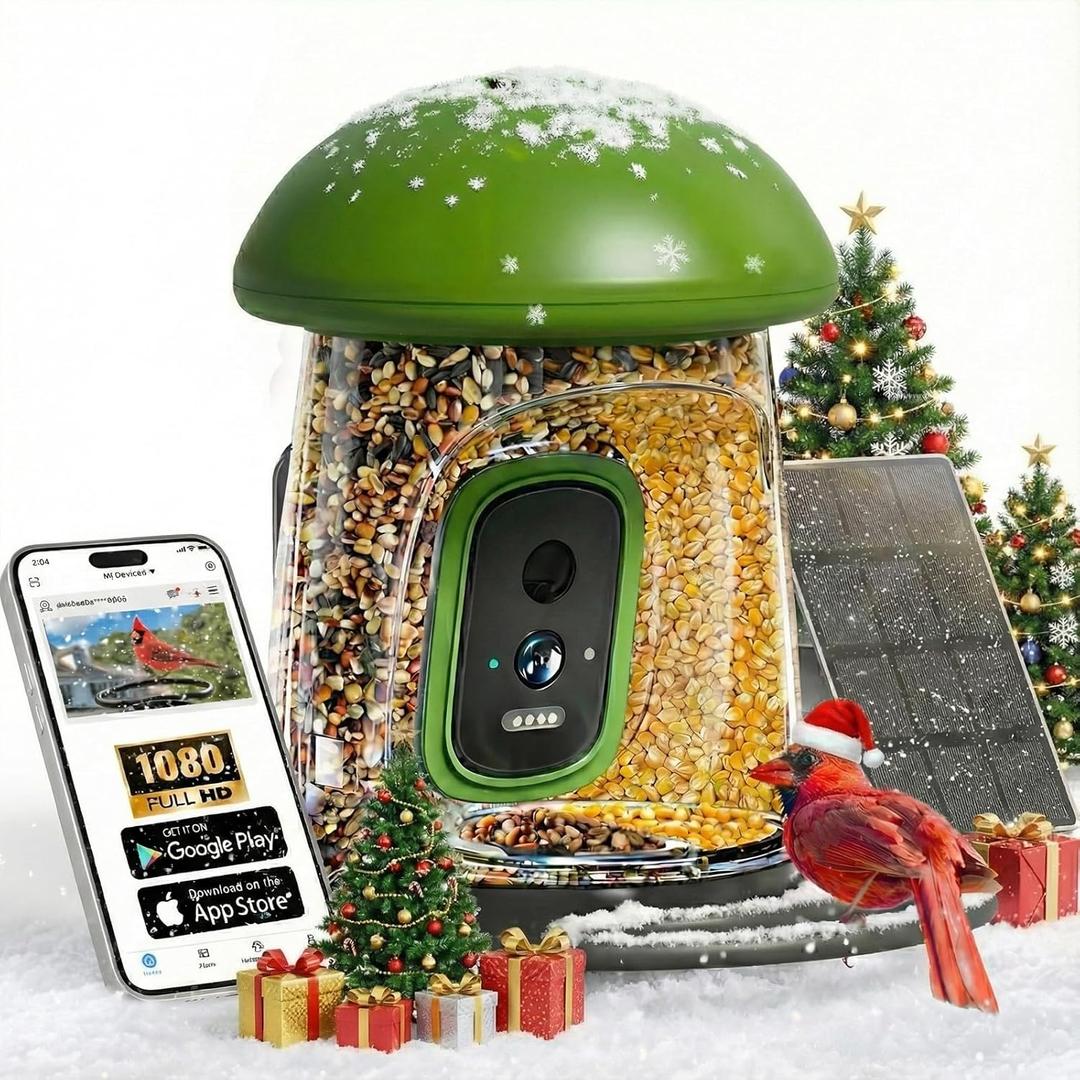LONA Smart Bird Feeder with Camera - 2.5K Dual Lens, Solar Powered, Upgraded Dual Food Inlet, Lifetime AI Identify 10000+ Bird Species, Night Vision & Auto Capture, Gift for Bird Lovers