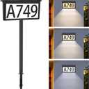 Solar Address Sign, House Numbers for Outside Light Up, 3 Colors Waterproof LED Illuminated House Numbers With Stake, Wall Mounted/In Ground Solar Powered Address Plaque for Yard Garden Home (1 Pack)