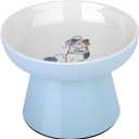 Raised Cat Food Bowl Ceramic Elevated Cat Bowl for Whisker & Neck Fatigue,Non-Slip & Anti Vomiting Pet Feeder for Kittens to Adult Cats and Small Dogs,Dishwasher Safe(Blue)