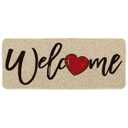Artoid Mode Welcome Love Heart Valentine's Day Doormat, Home Decor Low-Profile Runner Rug Door Mat for Indoor Outdoor 24x59 Inch