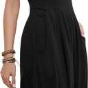 DouBCQ Women's Casual Flowy Pleated Loose Dresses with Pockets (Black, XL)