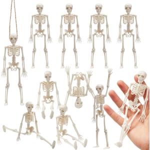 JOYIN 12 PCS 6 Small Skeletons Halloween Decorations Mini Skeleton Figurines for Craft Haunted House Accessories Trick-or-Treaters Party Favors Graveyard Decorations