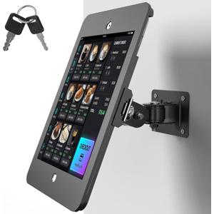 BUSIVYTA Anti-Theft iPad Wall Mount Bracket, Heavy-Duty Aluminum Tablet Kiosk Enclosure with Lock, 360° Rotating Retail POS Display Stand for 10.2-Inch iPad 9th 8th 7th Generation, Commercial Black